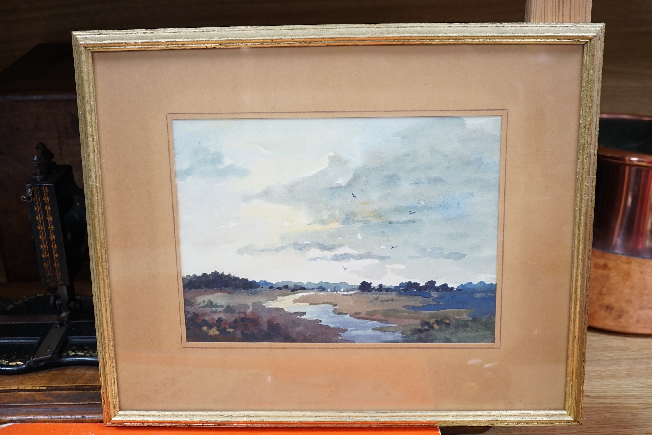 J. E..., pair of watercolours, Open landscapes, one indistinctly signed, 17.5 x 24cm